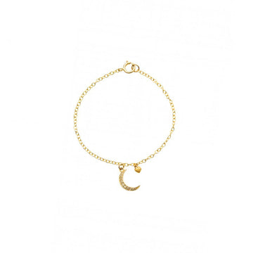 Diamond Encrusted Half Moon Charm Gold Bracelet