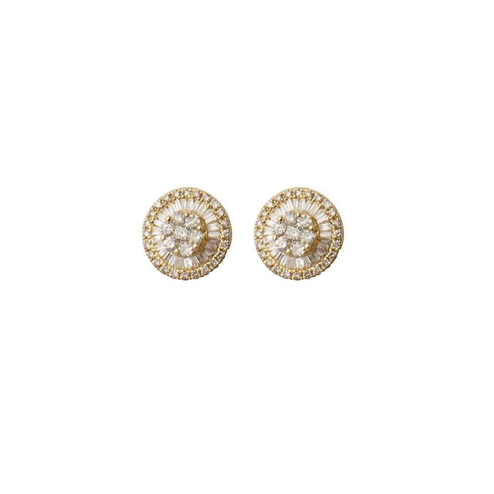 Gold and Diamond Burst Stud Earrings