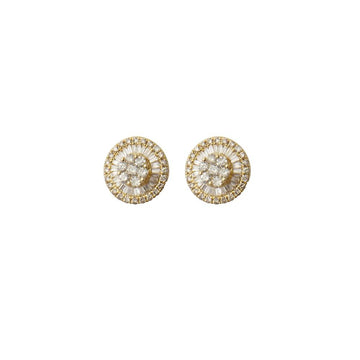 Gold and Diamond Burst Stud Earrings