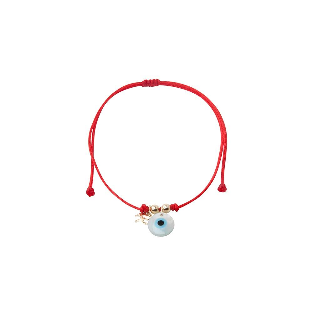 Red string bracelet solitary mother of pearl God eye