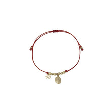 Red string bracelet with virgin medallion