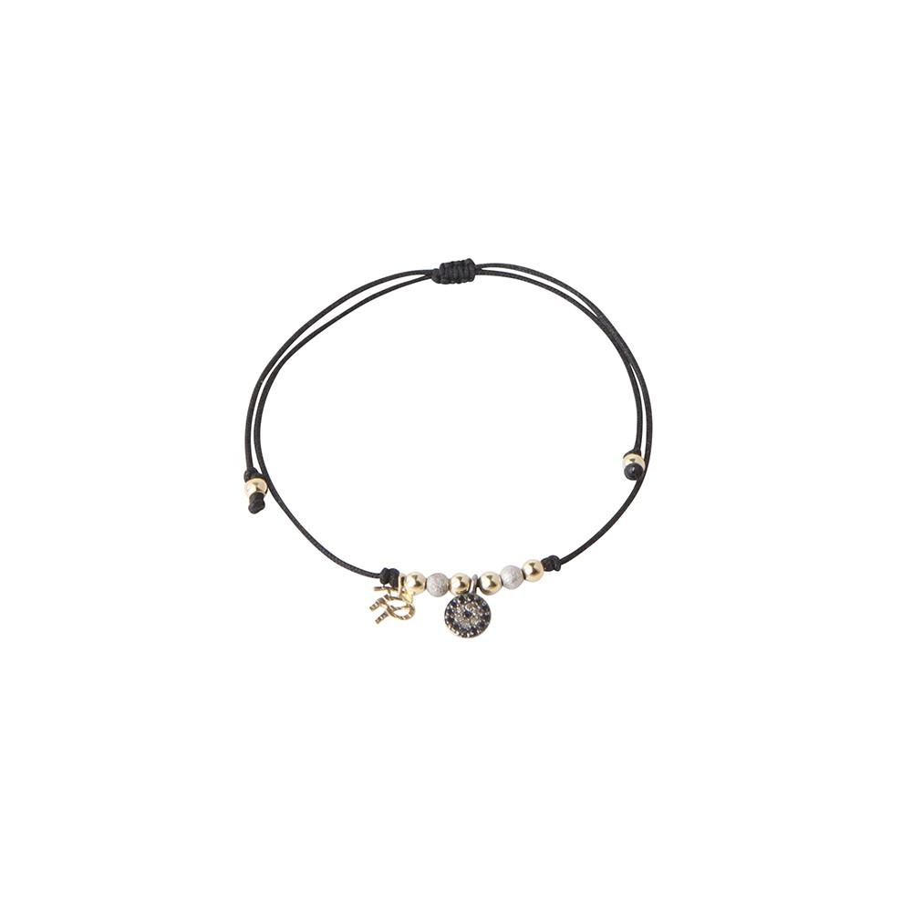 Black String Bracelet with God Eye Charm