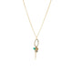 Long Necklace with Emerald, Diamond Encrusted Plate and Heart Charm