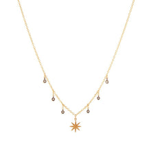 Gold Chain Necklace with Star Charm and Diamond Droplets