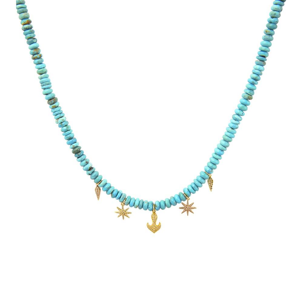 Turquoise necklace with charms