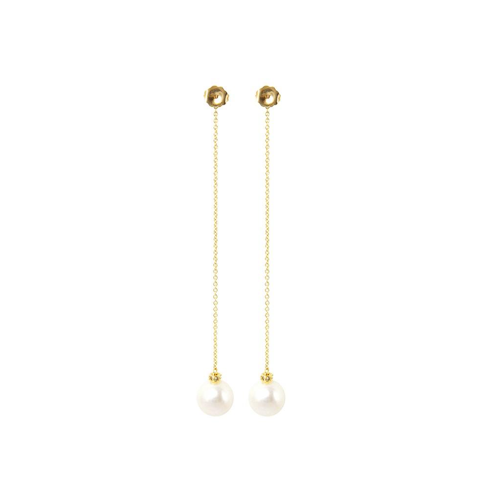 Double Long Drop Pearl Earrings