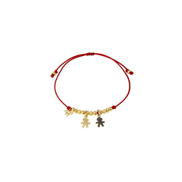 Red string bracelet with two boys