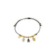 Black String Bracelet with Girl and Boy Diamond-Encrusted Charms