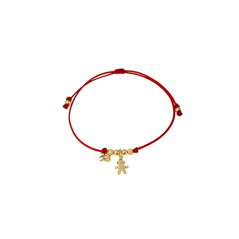 Red string bracelet with solitary boy charm