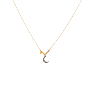 Crescent Moon and Gold Beads Necklace