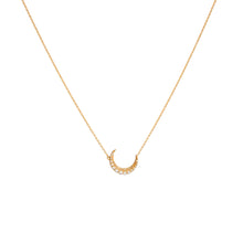 Gold Diamond Crescent Moon Necklace