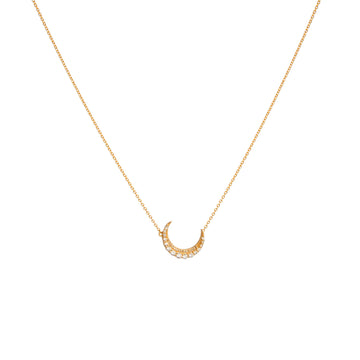 Gold Diamond Crescent Moon Necklace