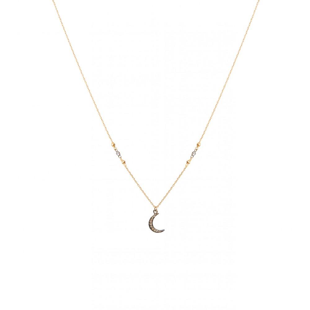 Silver and Topaz Crescent Moon Necklace