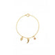 Gold Bracelet with Diamond Drop, Horn and Heart Charms