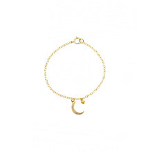 Diamond Encrusted Half Moon Charm Gold Bracelet