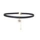 Black Leather Choker with Diamond-Encrusted Star Charm