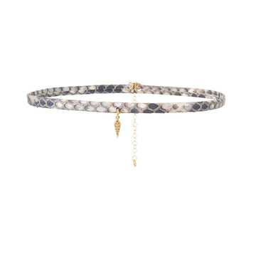 Python leather choker with diamond accents