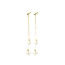 Double Long Drop Pearl Earrings