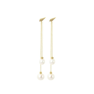 Double Long Drop Pearl Earrings