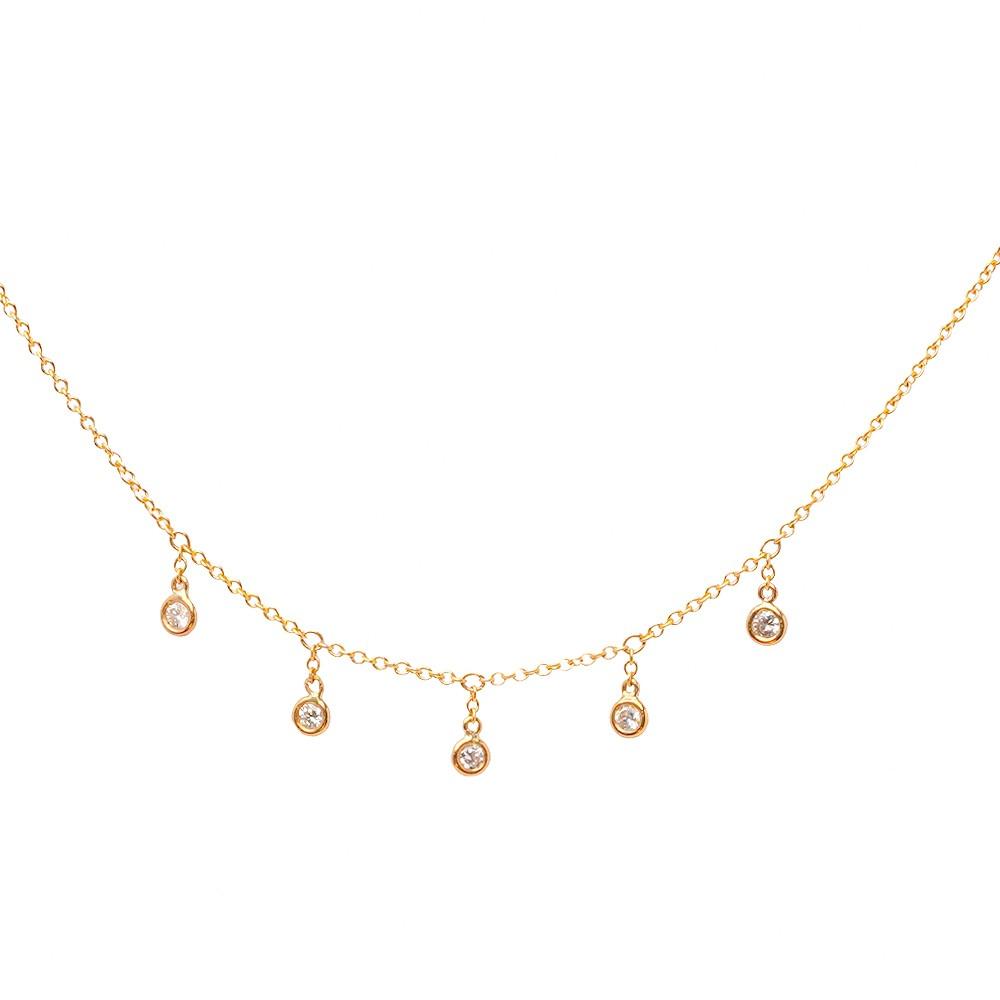 Gold Diamond Droplet Necklace