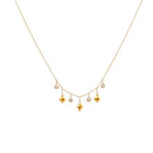 Gold Dangle Nugget Charms and Diamond Droplets Necklace