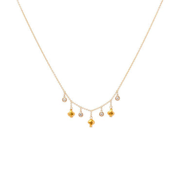 Gold Dangle Nugget Charms and Diamond Droplets Necklace