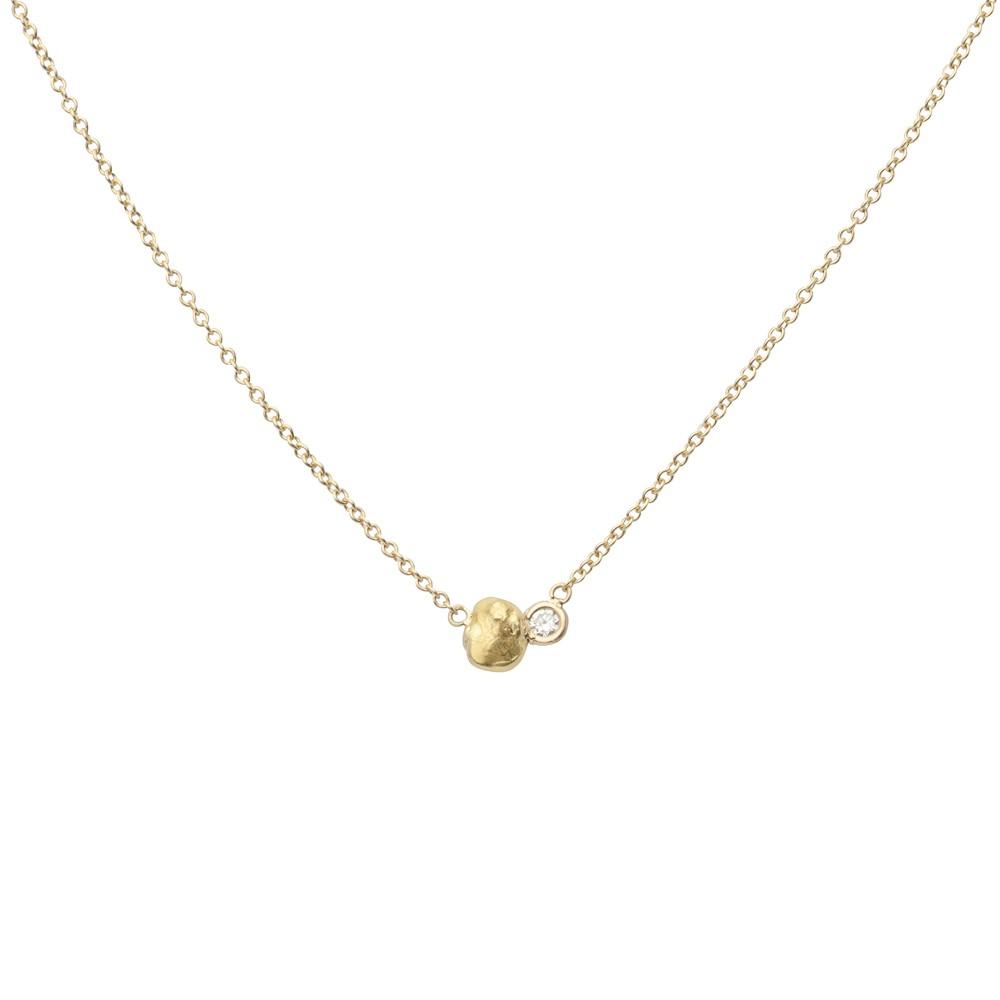 Gold Nugget and Diamond Necklace