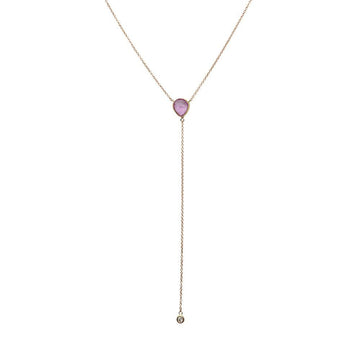 Gold Drop Sapphire and Diamond Droplet Necklace