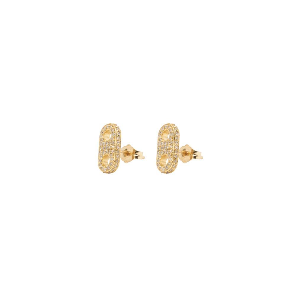 Gold Diamond Encrusted Stud Earrings