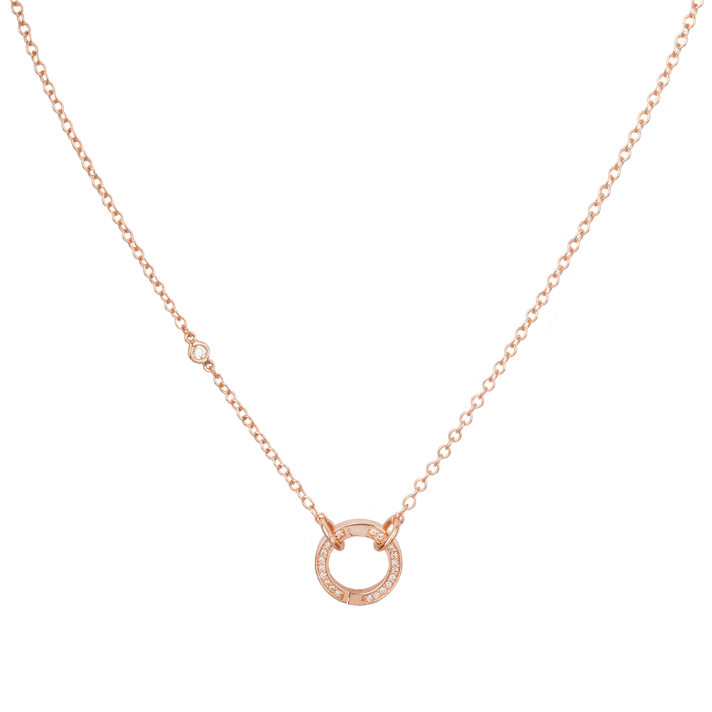 Diamond Open and close Clasp Necklace with Single  Diamond