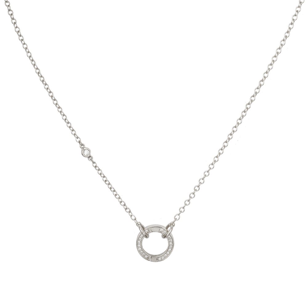 Diamond Open and close Clasp Necklace with Single  Diamond