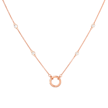 Solid Gold Open and Close Clasp Necklace with Clear topaz