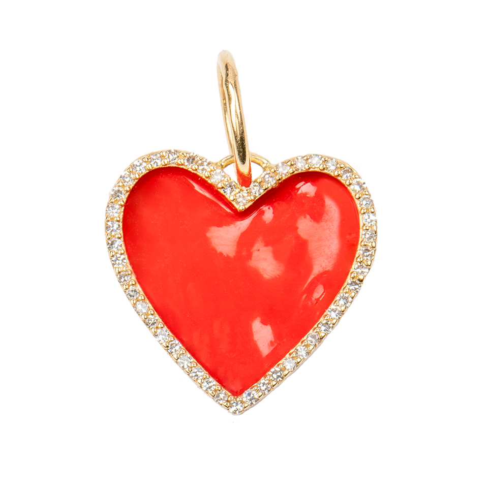 Large Enamel Red Heart with Diamonds