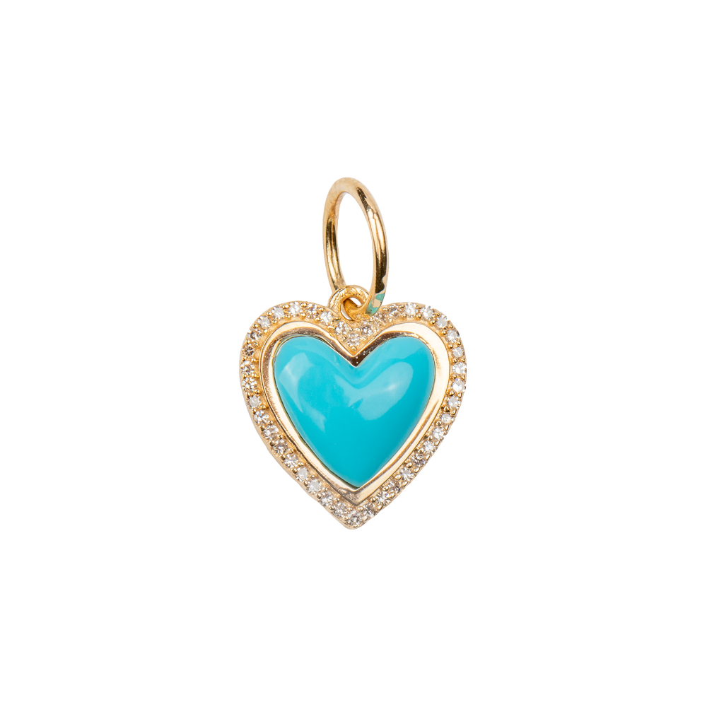 Medium Turquoise Heart with Diamond