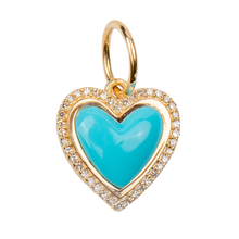 Medium Turquoise Heart with Diamond