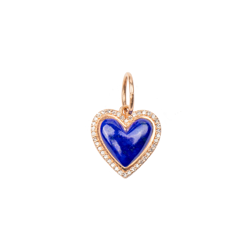 Medium Lapiz lazuli Heart with Diamond