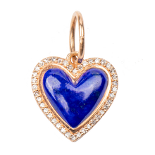 Medium Lapiz lazuli Heart with Diamond