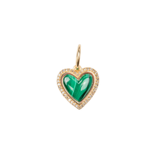 Medium Malachite Heart with Diamond