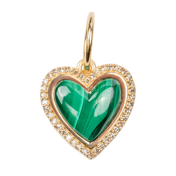 Medium Malachite Heart with Diamond