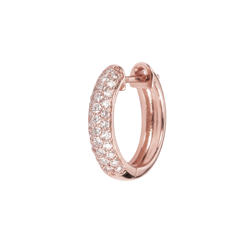 Medium Thick Huggies with Three Row Pavé Diamonds