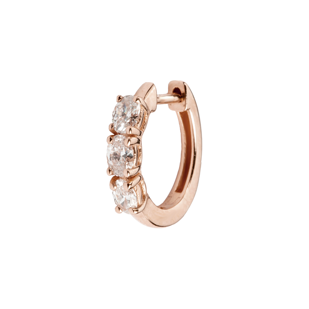 Three Round Diamond Huggie