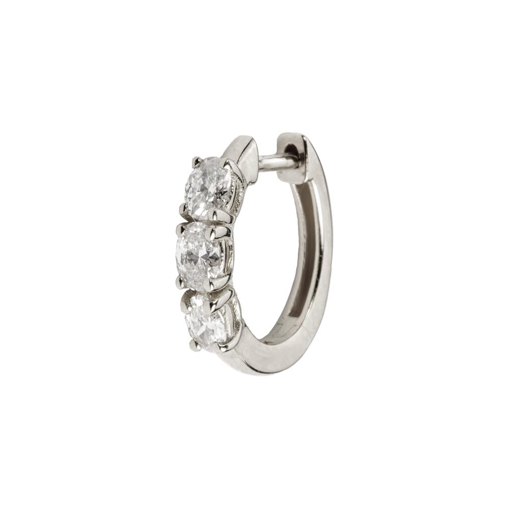 Three Round Diamond Huggie