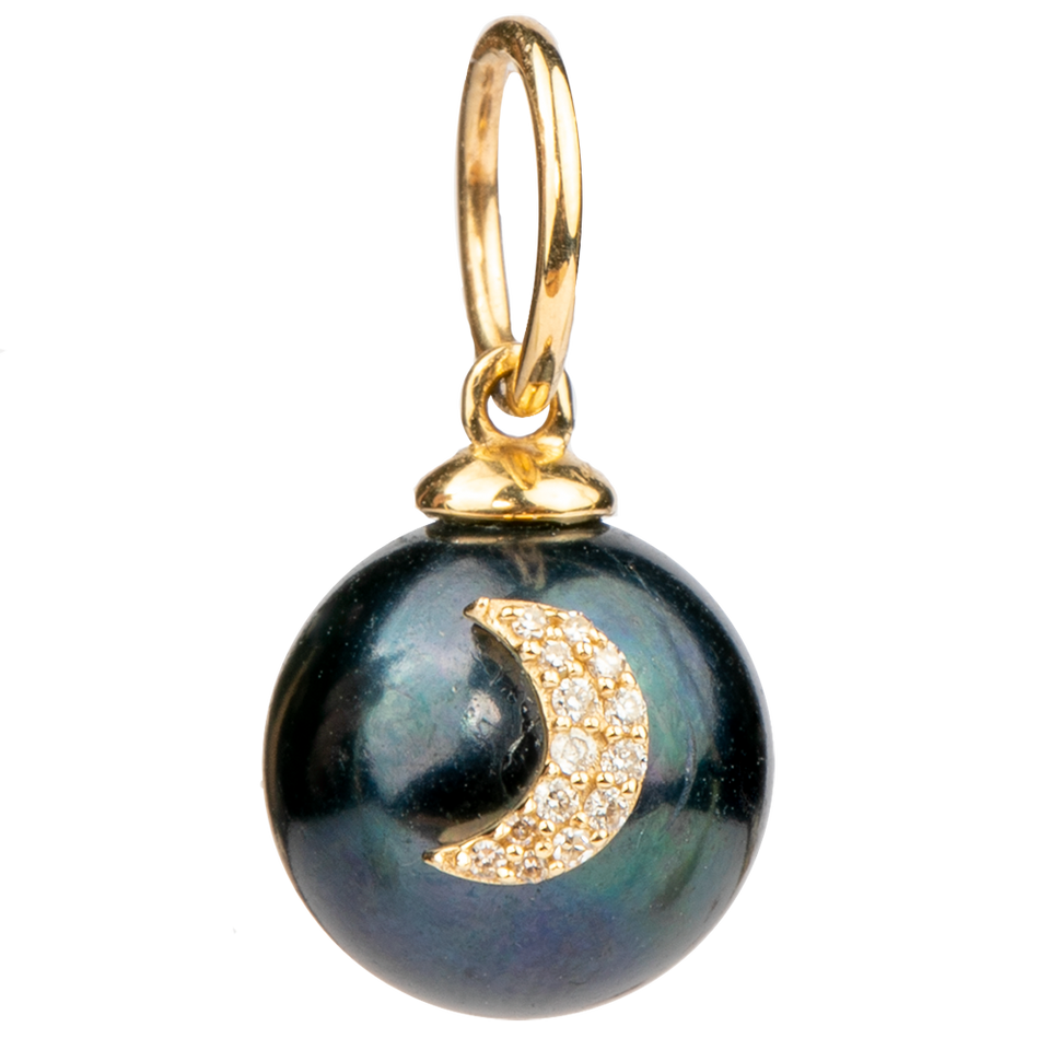 Black Pearl & Middle Moon Charm