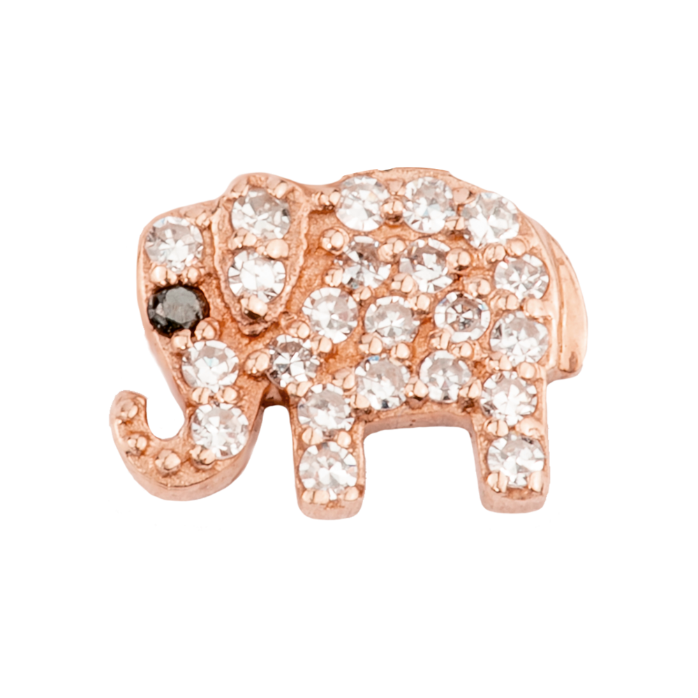 Small White Dimond Elephant with  Sapphire Eye