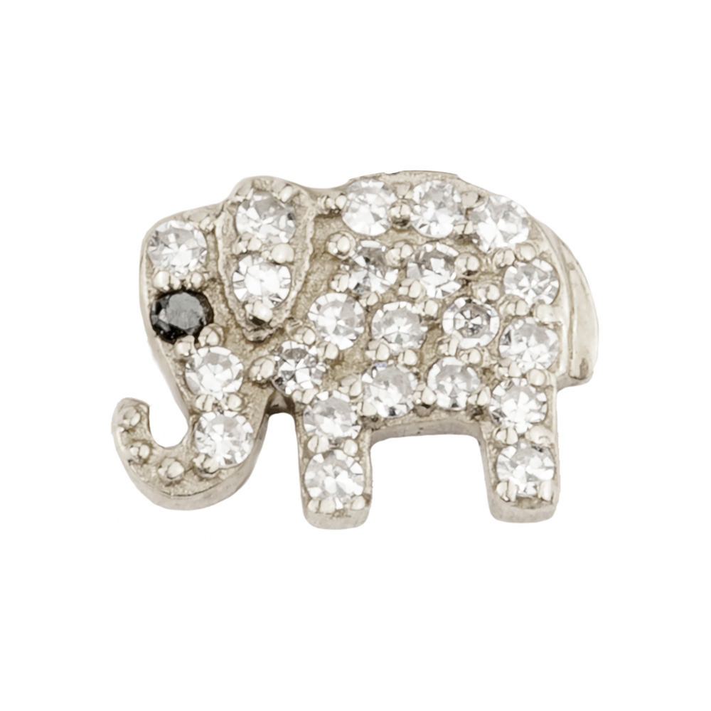 Small White Dimond Elephant with  Sapphire Eye