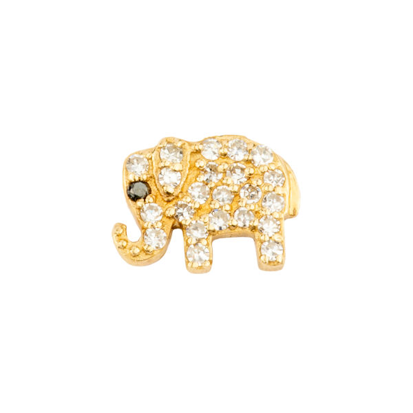 Small White Dimond Elephant with  Sapphire Eye