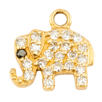 Small White Diamond Elephant with  Sapphire Eye