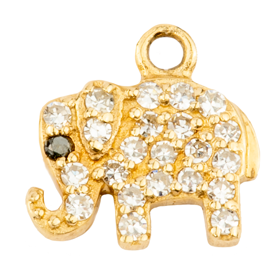 Small White Diamond Elephant with  Sapphire Eye