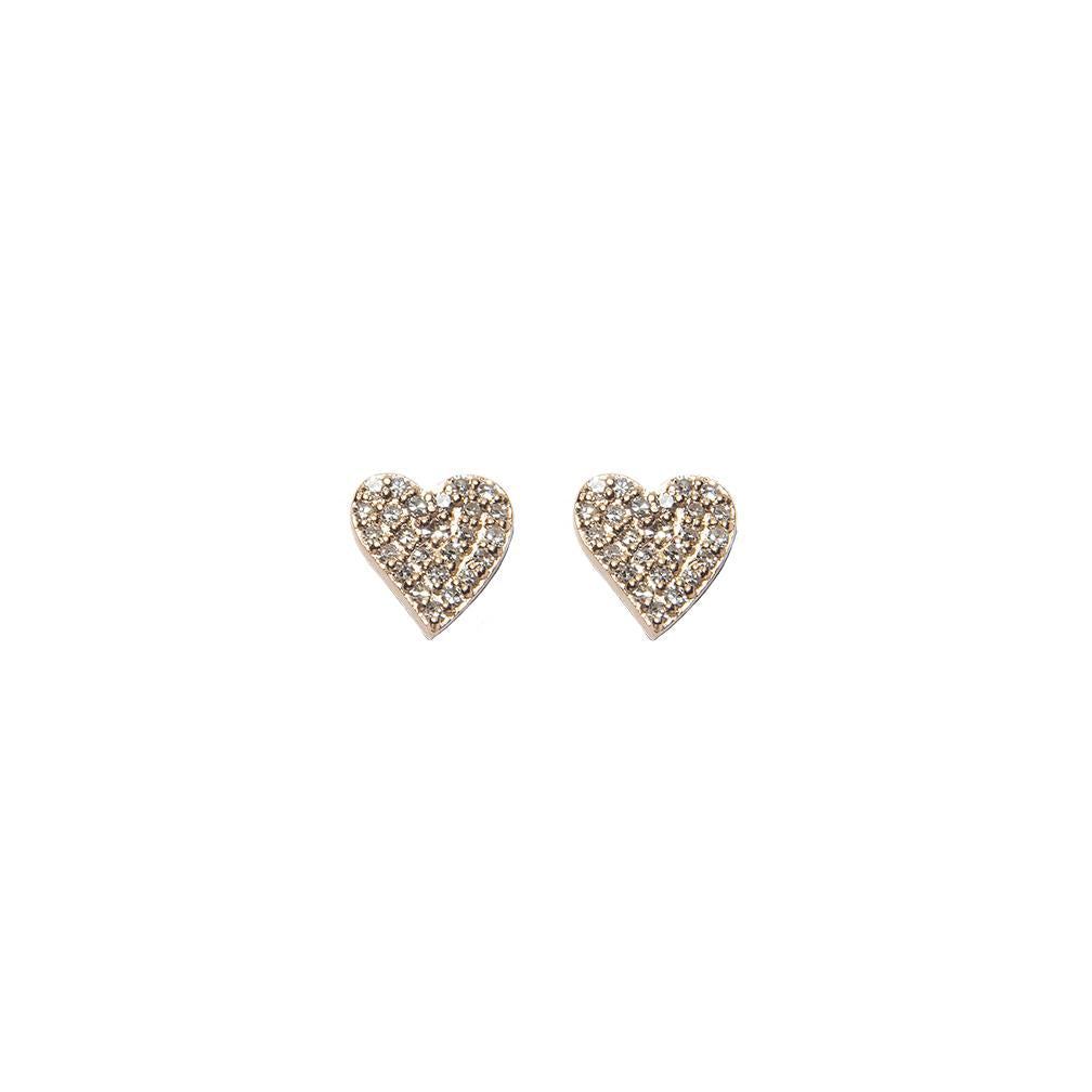 Diamond Encrusted Heart Stud Earrings