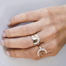 Gold Band Diamond Crescent Ring